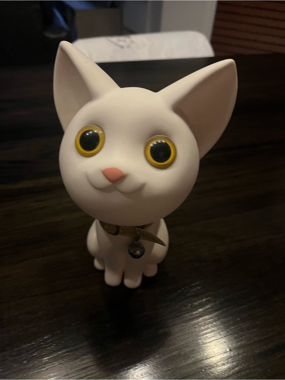 White Cat Piggy Bank with Yellow Eyes and Pink Nose